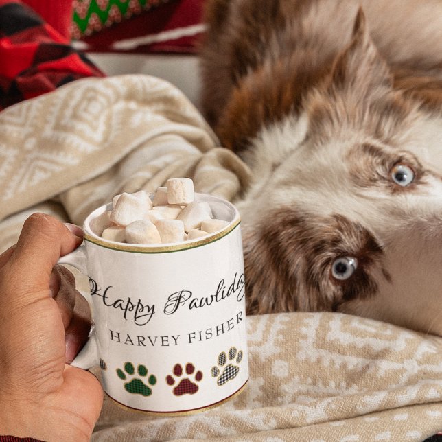 Paw Print, Rot, Grün, Schwarz, Buffalo Kariert Kaffeetasse (Von Creator hochgeladen)