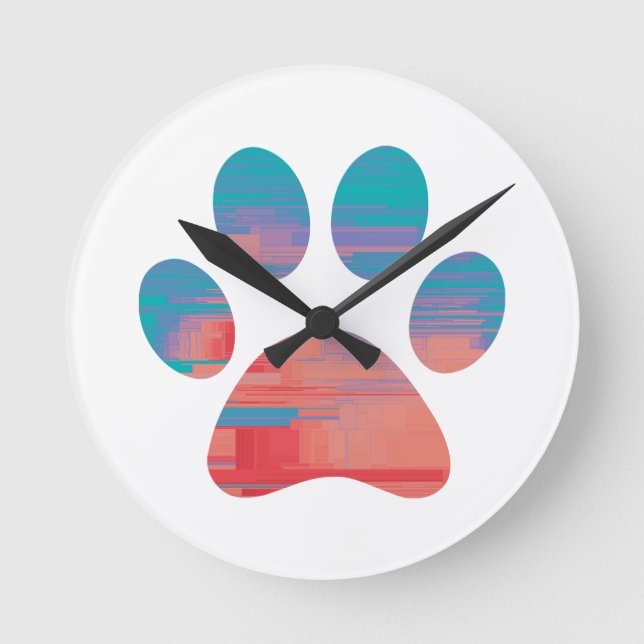 Paw Print Runde Wanduhr (Vorderseite)
