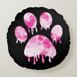 Paw Print Rundes Kissen