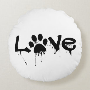 Paw Print Rundes Kissen