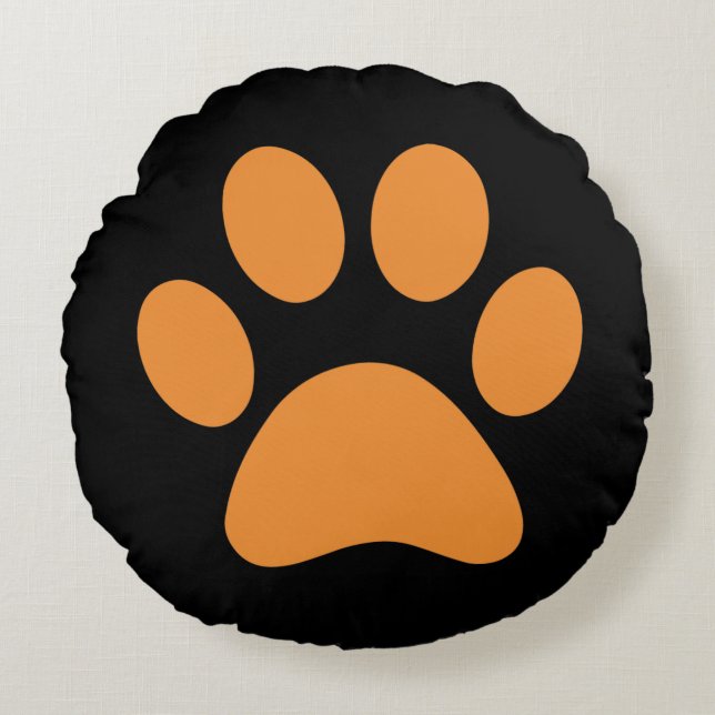 Paw Print Rundes Kissen (Vorderseite)