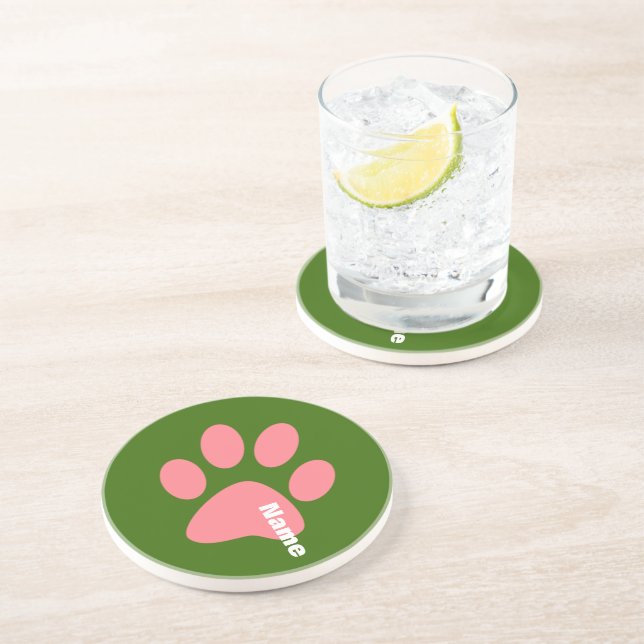 Paw Print Sandstein Untersetzer (Seite)