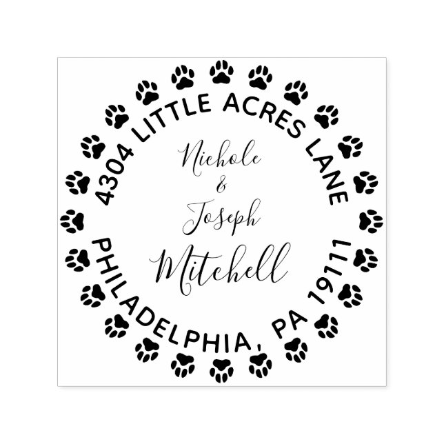 Paw Print Verheiratete Rücksendeadresse Briefmarke Permastempel (Design)
