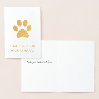 Paw Print Vielen Dank für Ihre Empfehlungsformular Folienkarte