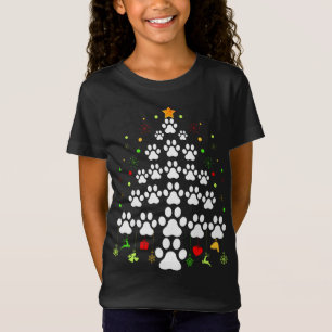 Paw Print Weihnachtsbaumleuchten passen Familie Xm T-Shirt