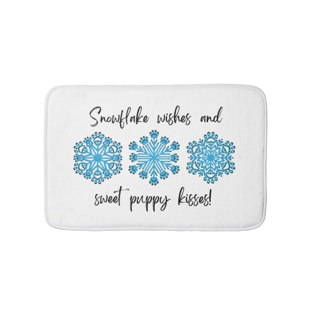 Paw Print Winter Snowflake Badematte (Vorderseite)