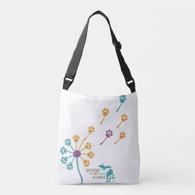 Paw Prints Dandelion Crossbody oder Schultertasche Tragetaschen Mit Langen Trägern (Vorderseite)