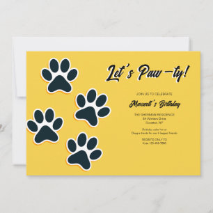 Paw Prints Doggie Birthday Party Einladung