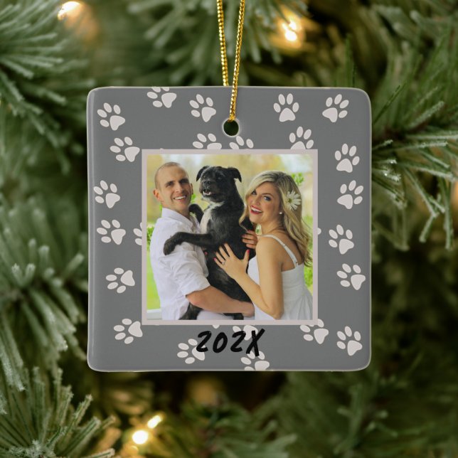 Paw Prints Family Hunde Katze Doppelseitige Orname Keramikornament (Baum)
