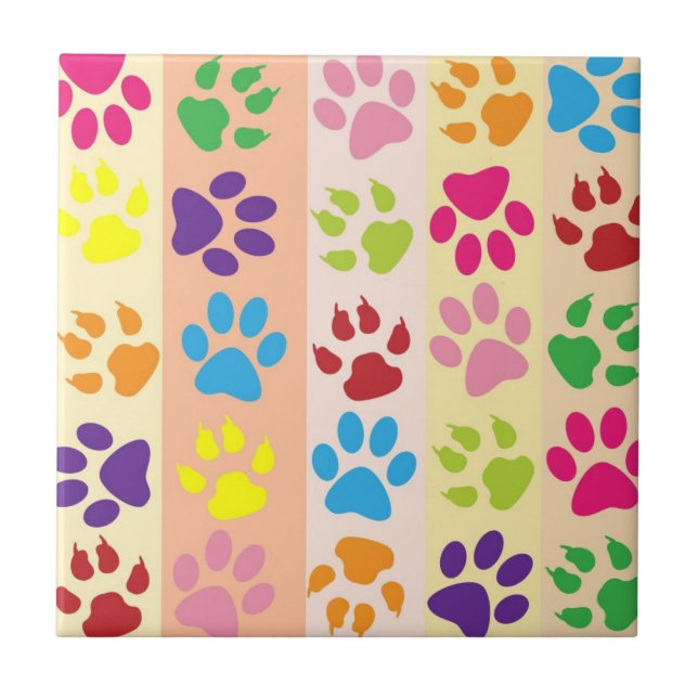 Paw Prints Fliese (Vorderseite)