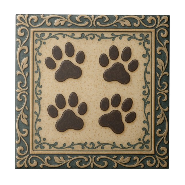 Paw Prints Fliese (Vorderseite)