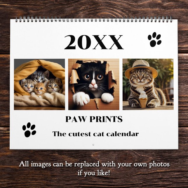 Paw Prints Foto Katze Kunst Kalender (A beautiful personalized calendar featuring fun images of cats in the various seasons)