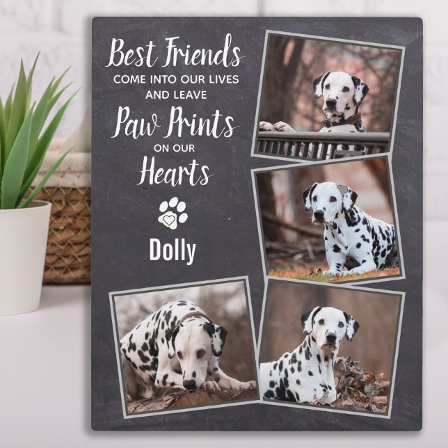 Paw Prints Heart Foto Collage Dog Pet Memorial Fotoplatte (Von Creator hochgeladen)