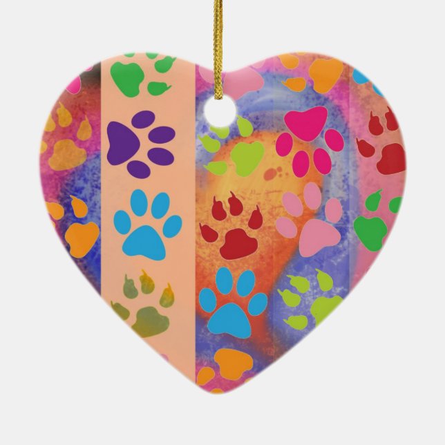 Paw Prints Heart Shaped Ornament (Hinten)