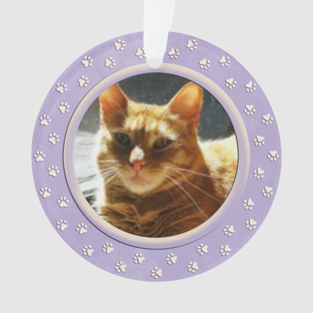 Paw Prints Hund oder Cat Tribute Foto Ornament (Vorderseite)