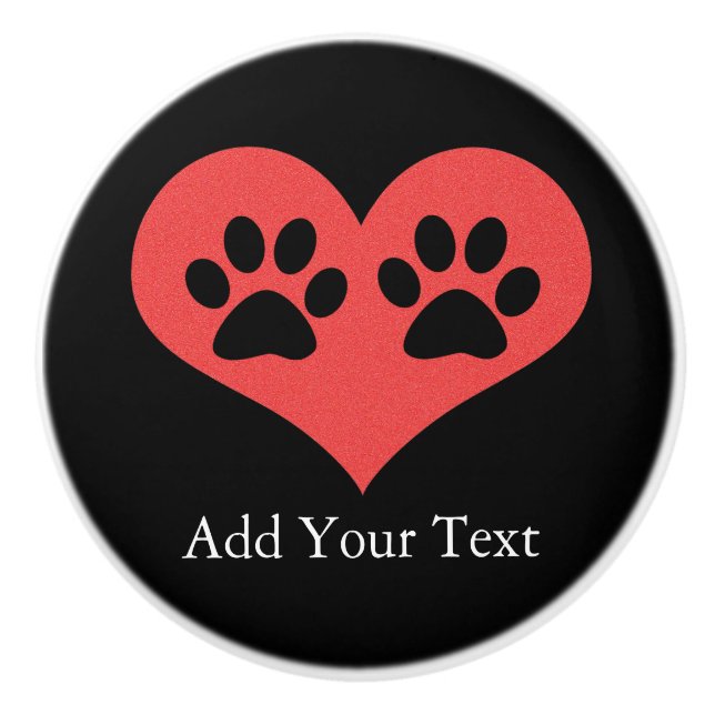 Paw Prints in meinem Herzen von Shirley Taylor Keramikknauf (Vorderseite)