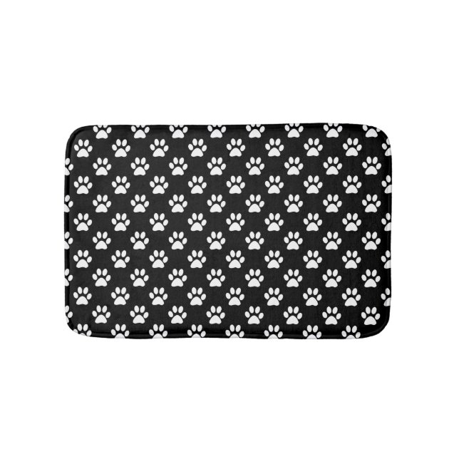 Paw Prints in Weiß und Schwarz Badematte (Vorderseite)