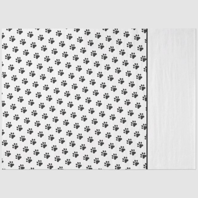 Paw Prints Moderne Schwarz-weiße Begleiter Gift Wr Seidenpapier (Vorderseite)