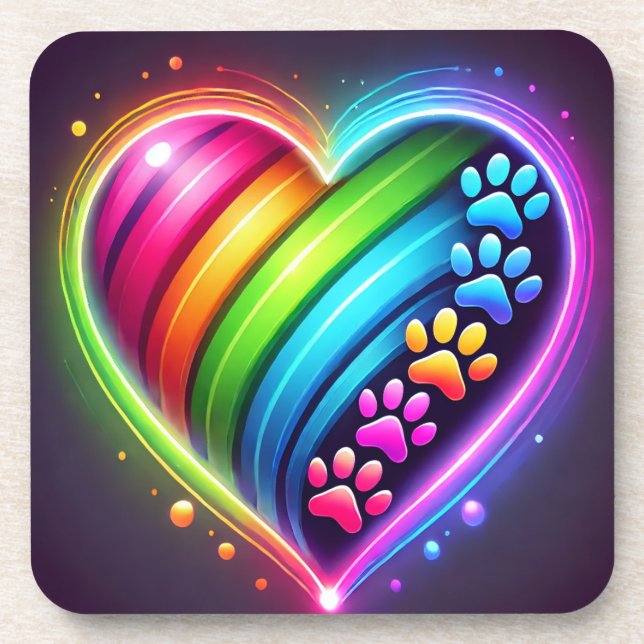 Paw Prints of Liebe Untersetzer (Vorderseite)
