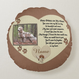 Paw Prints on My Heart - Hundeschema Rundes Kissen