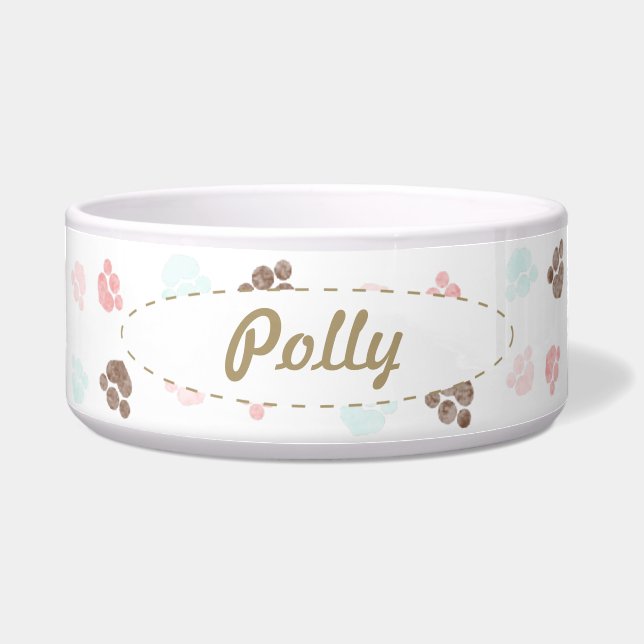Paw Prints Personalisiert Mocha Baby Napf (Vorderseite)