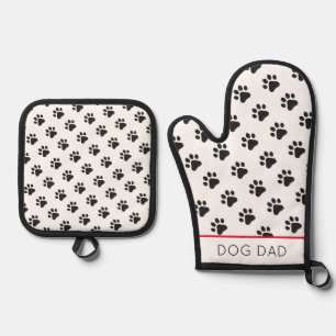 Paw Prints Pet Lover DOG VATER Tierspass Ofenhandschuh & Topflappen-Set