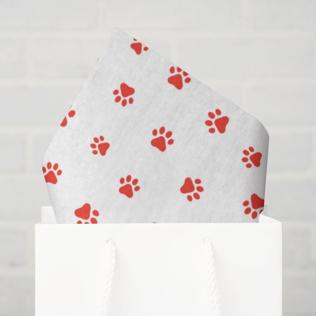 Paw Prints Pet Lovers Hunde Katzen Roter Spaß Seidenpapier (Geschenktüte)