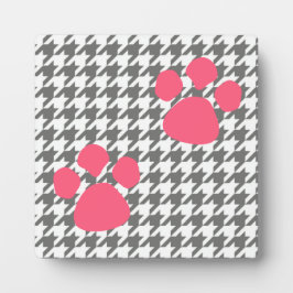 Paw Prints Plaque - Graurosa Hahnentrittmuster Fotoplatte