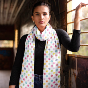 Paw Prints Rainbow Watercolor Muster Scarf Schal