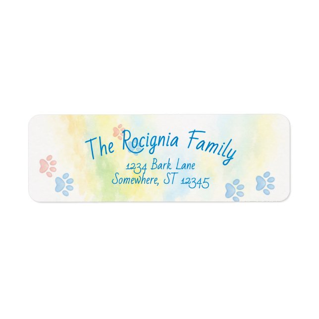 Paw Prints Return Address Label (Vorne)