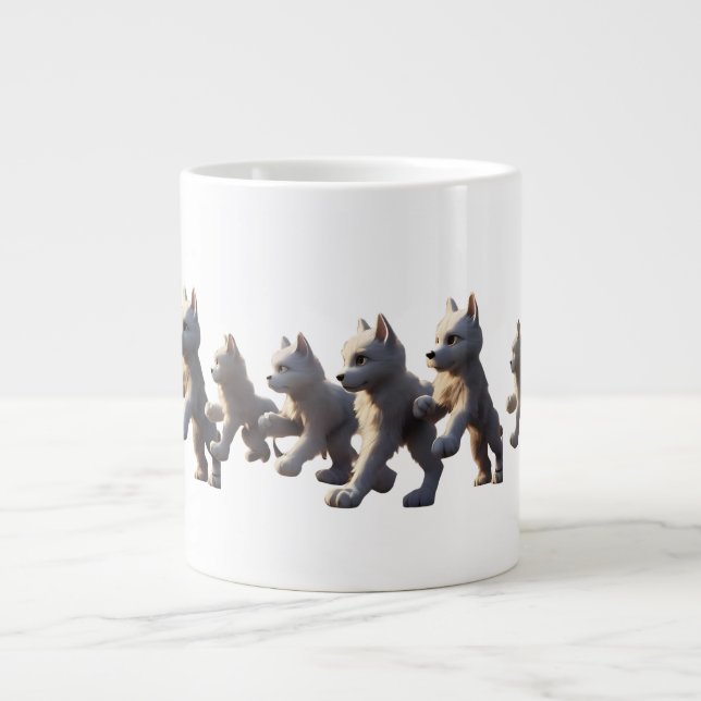 Paw Prints Walking Around Mug Base Design Jumbo-Tasse (Vorderseite)