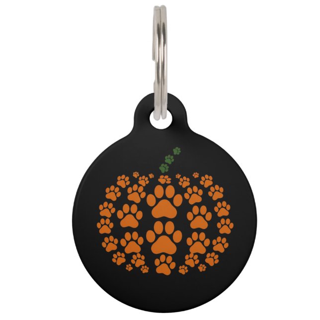 Paw Pumpkin Paw Print Dog Erntedank Haustiermarke (Vorderseite)