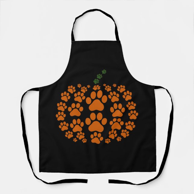 Paw Pumpkin Paw Print Dog Erntedank Schürze (Vorderseite)