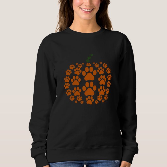 Paw Pumpkin Paw Print Dog Erntedank Sweatshirt (Vorderseite)