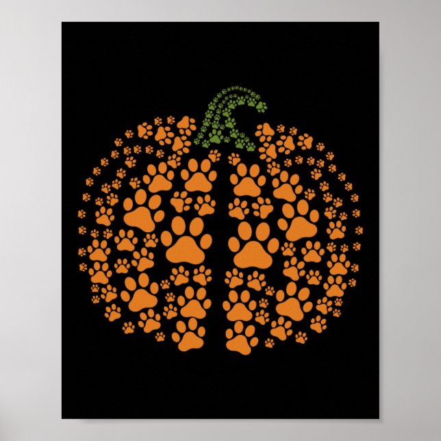 Paw Pumpkin Print Pumpkin Dog Frauen Halloween als Poster (Vorne)