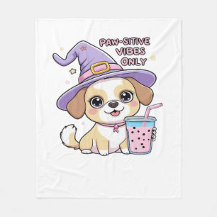 Paw-Schwänze, nur Niedlicher Hund mit Bubble Tea H Fleecedecke
