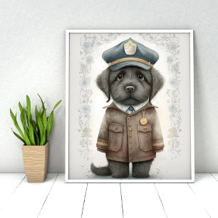 Paw-sitiv bezaubernd: Süßer Hund als Polizist Poster