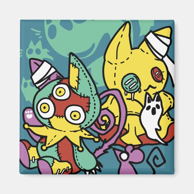 Paw-sitiv gruselig | Monströse Halloween-Katzen  Magnet (Vorne)