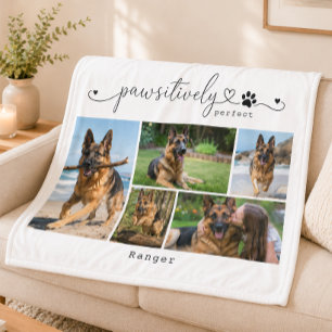 Paw-sitiv perfektes weißes Haustier-Fünf-Foto-Ande Fleecedecke