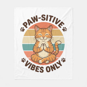 Paw-Sitive Vibes Only meditierende Katze Retro-Des Fleecedecke