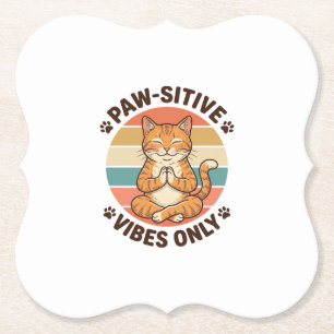 Paw-Sitive Vibes Only Meditierende Katze Retro-Des Untersetzer