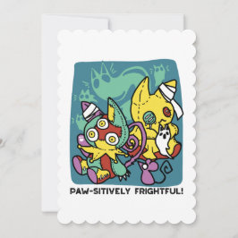 Paw-sitively Frightful | Monstrous Cats Halloween  Dankeskarte
