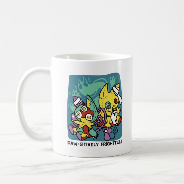 Paw-sitively Frightful | Monstrous Cats Halloween  Kaffeetasse (Links)
