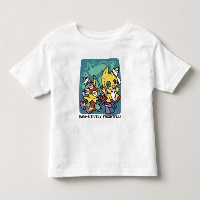 Paw-sitively Frightful | Monstrous Cats Halloween  Kleinkind T-shirt (Vorderseite)