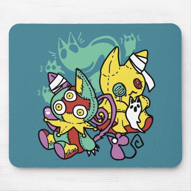 Paw-sitively Frightful | Monstrous Cats Halloween  Mousepad (Vorne)