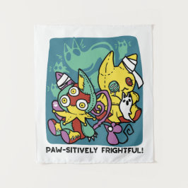 Paw-sitively Frightful | Monstrous Cats Halloween  Wandteppich