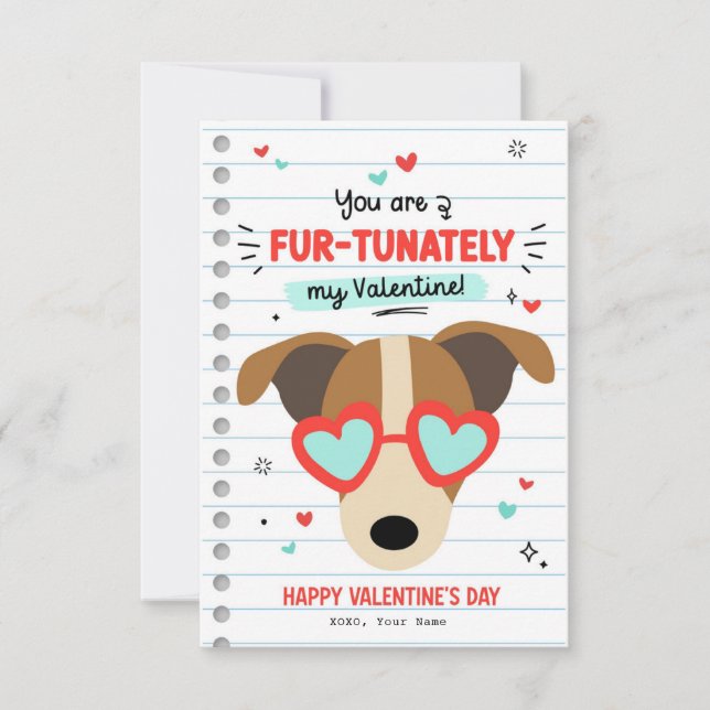 Paw-some Chien Pun Kids Classroom Valentines carte (Devant)