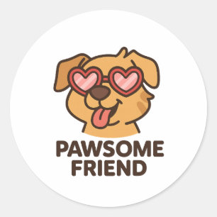 Paw-some Freund Cooler Hund mit Herzbrille Runder Aufkleber