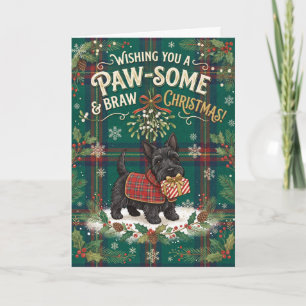 Paw Some Scottie Tartan Weihnachtskarte Karte