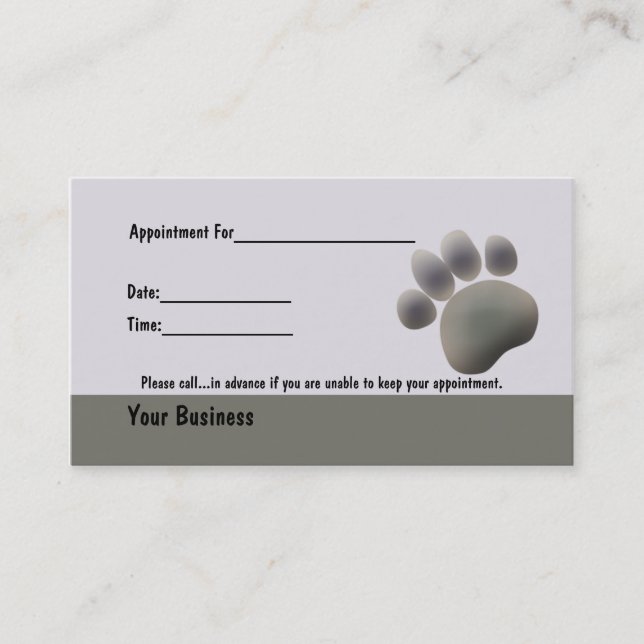 Paw Tracks Vétérinaire Carte de nomination d'affai (Devant)